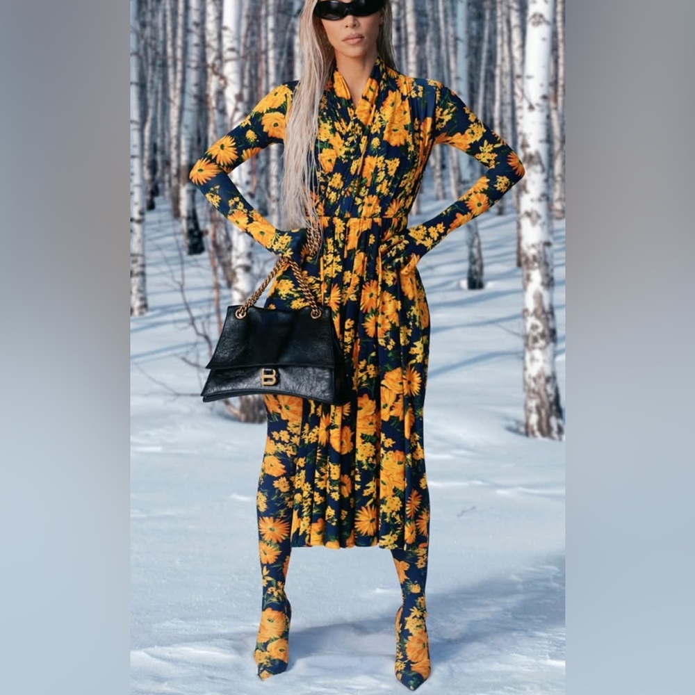 Balenciaga floral dress no gloves